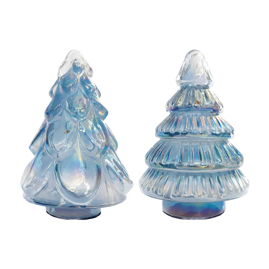 Iridescent Blue Recycled Glass Tree - 6-in - Mellow Monkey