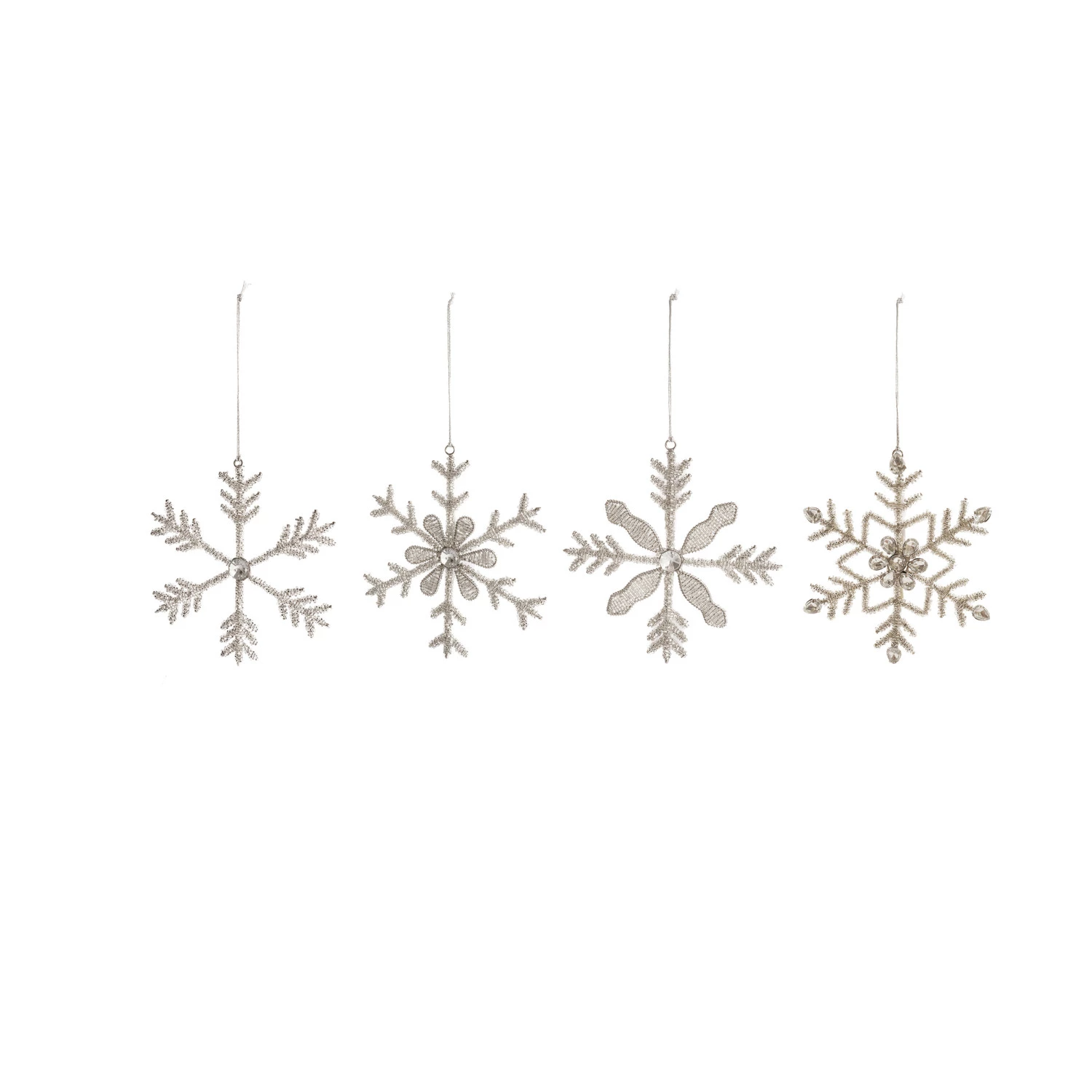 Beaded Snowflake Ornament - 6-in - Mellow Monkey