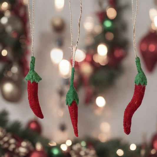 Wool Felt Chili Pepper Ornament - Mellow Monkey