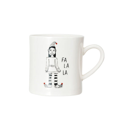 Stoneware Mug with Children's Drawing Holiday Image - 14-oz. - Mellow Monkey