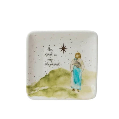 Classic Christmas Motif Square Stoneware Dish - 3-in - Mellow Monkey