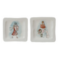 Stoneware Dish With Holiday Girl Imagery - 4-in Square - Mellow Monkey