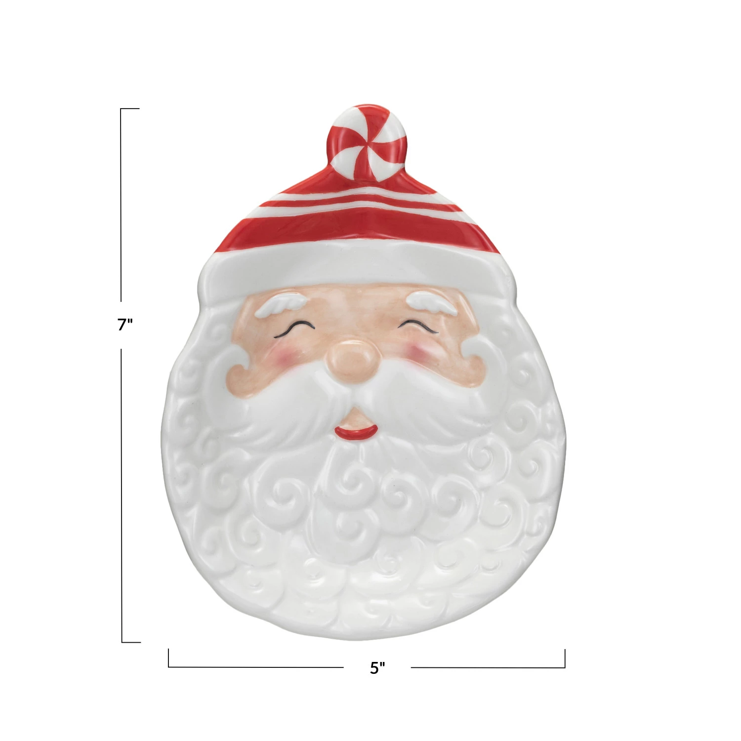 Hand-Painted Ceramic Santa Shaped Plate - 7-in - Mellow Monkey