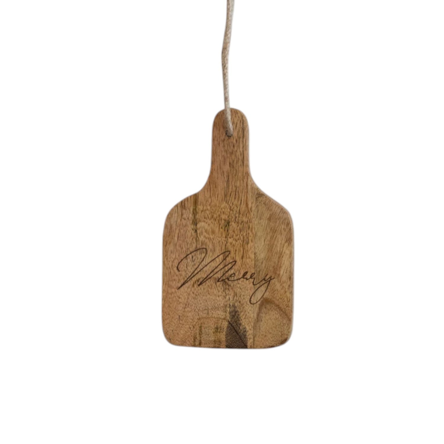 Mango Wood Cheese or Cutting Board with Etched Holiday Sentiment - 7-1/4-in - Mellow Monkey