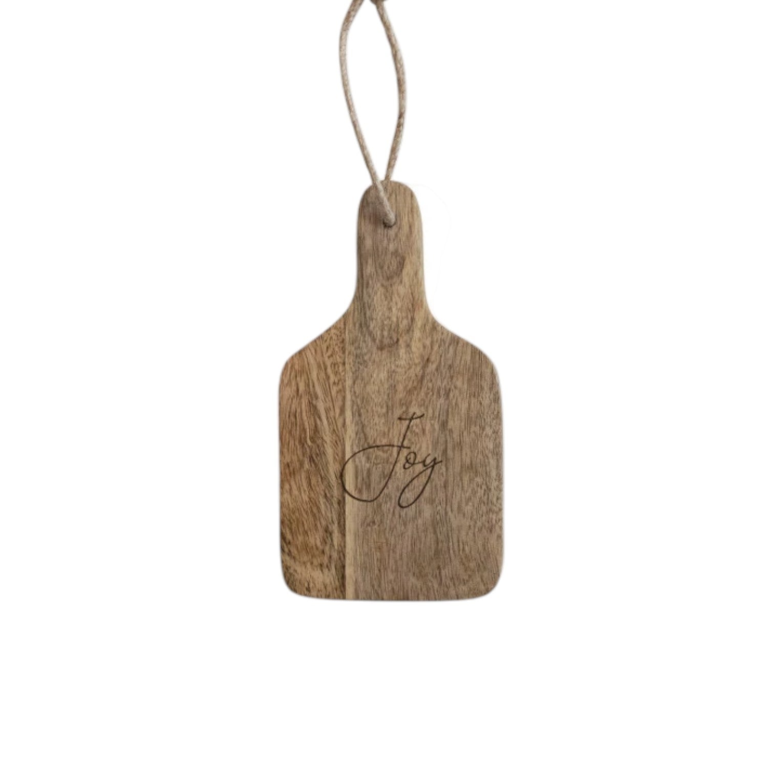 Mango Wood Cheese or Cutting Board with Etched Holiday Sentiment - 7-1/4-in - Mellow Monkey