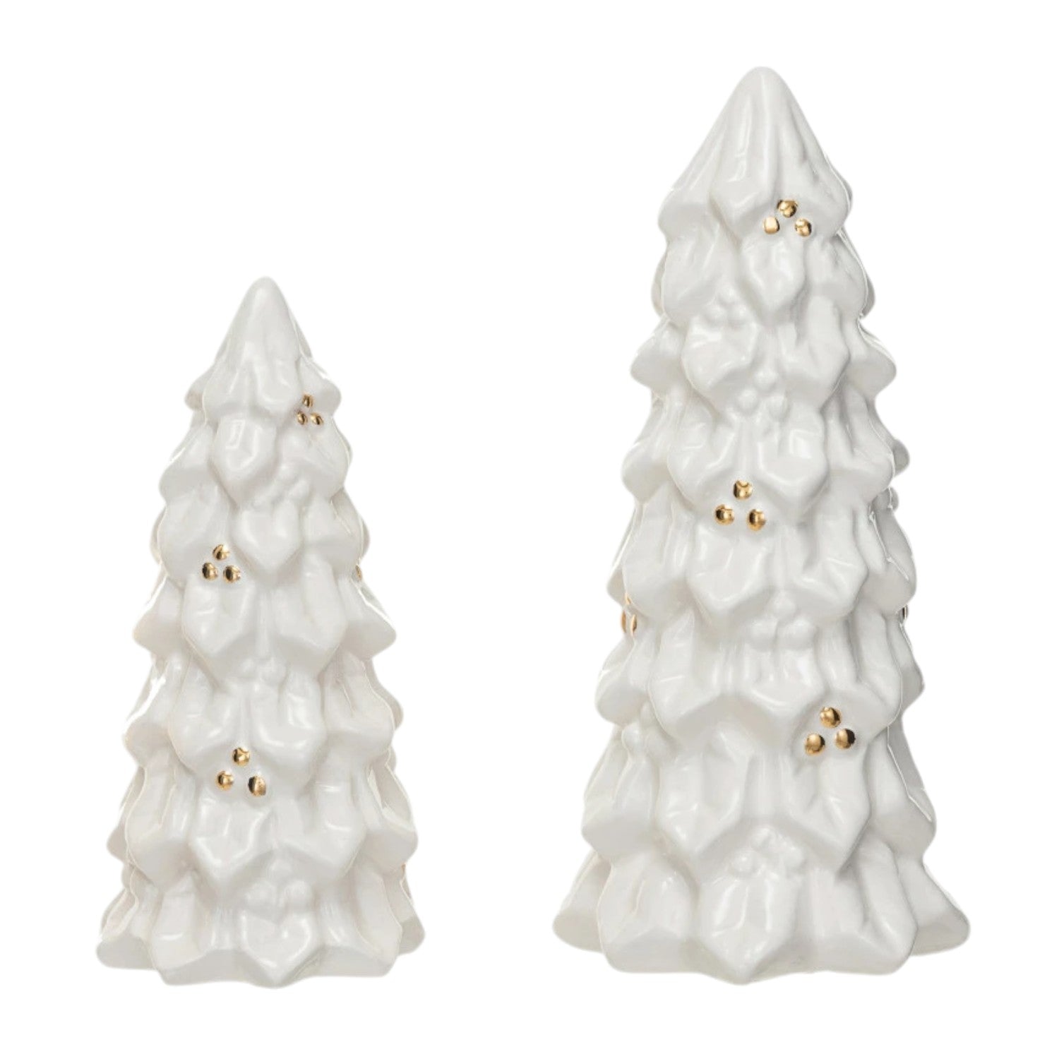 Cream Stoneware Christmas Tree with Gold Electroplating - Mellow Monkey