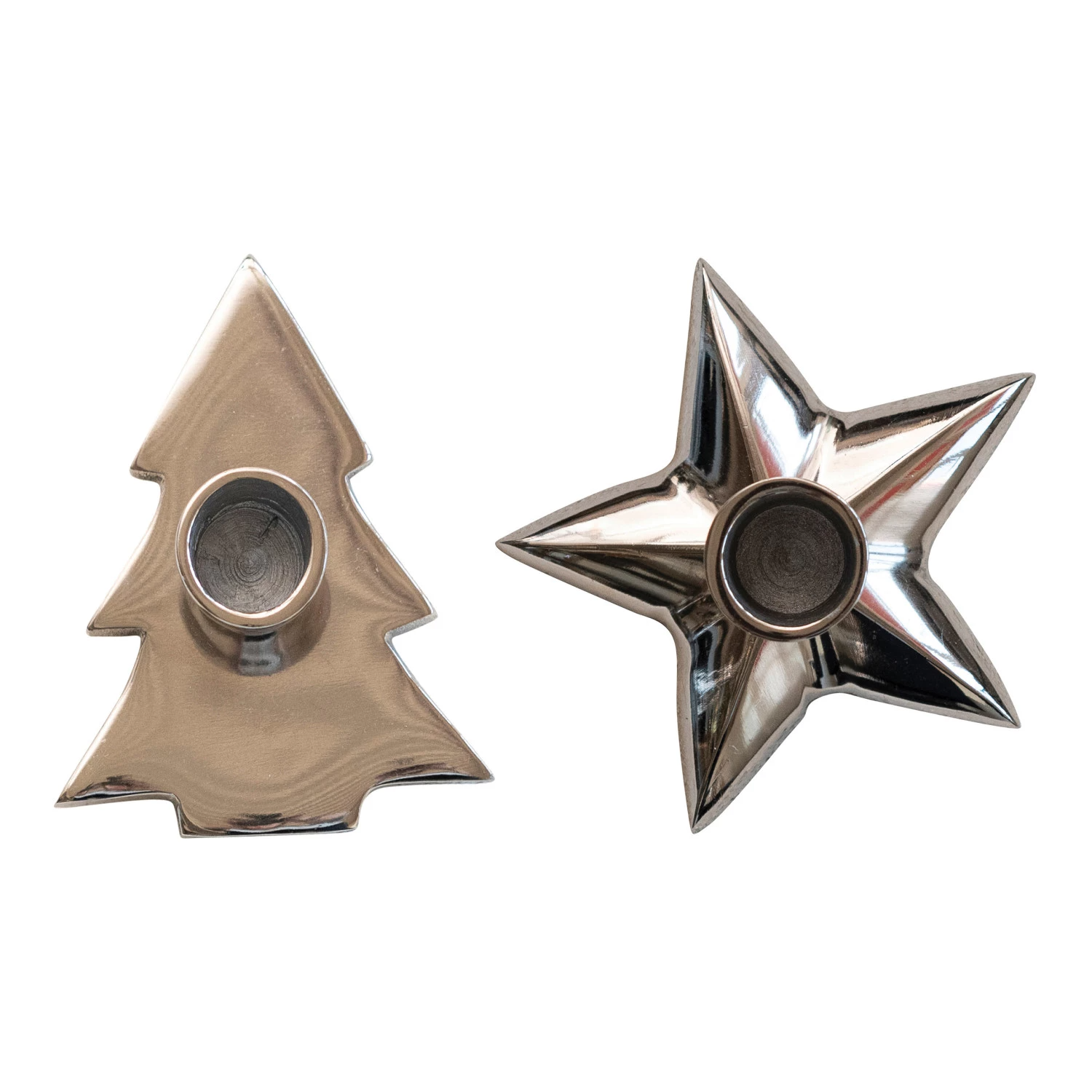 Electroplated Aluminum Tree/Star Taper Holder - Nickel Finish - Mellow Monkey