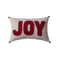 Woven Cotton Lumbar Pillow with Appliqued "Joy" & Jingle Bells -16-in - Mellow Monkey