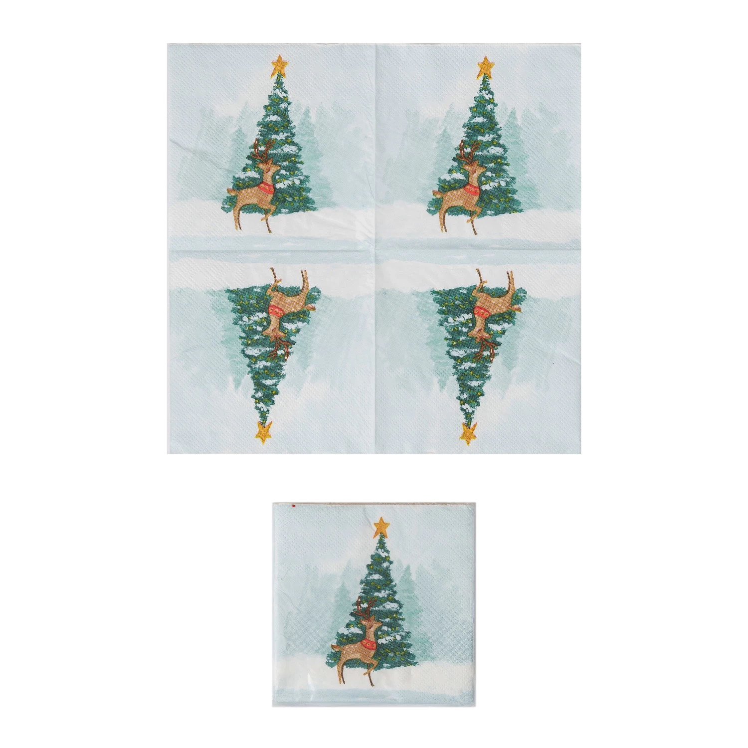 Christmas Tree with Reindeer - Paper Cocktail Napkins - Set of 50 - Mellow Monkey