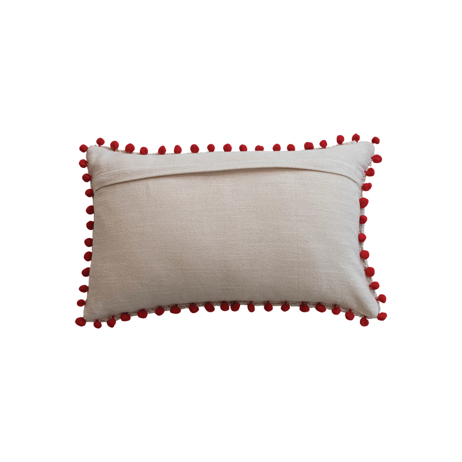 Hot Cocoa - Cotton Blend Tufted Lumbar Pillow with Pom Pom Trim - 20" - Mellow Monkey