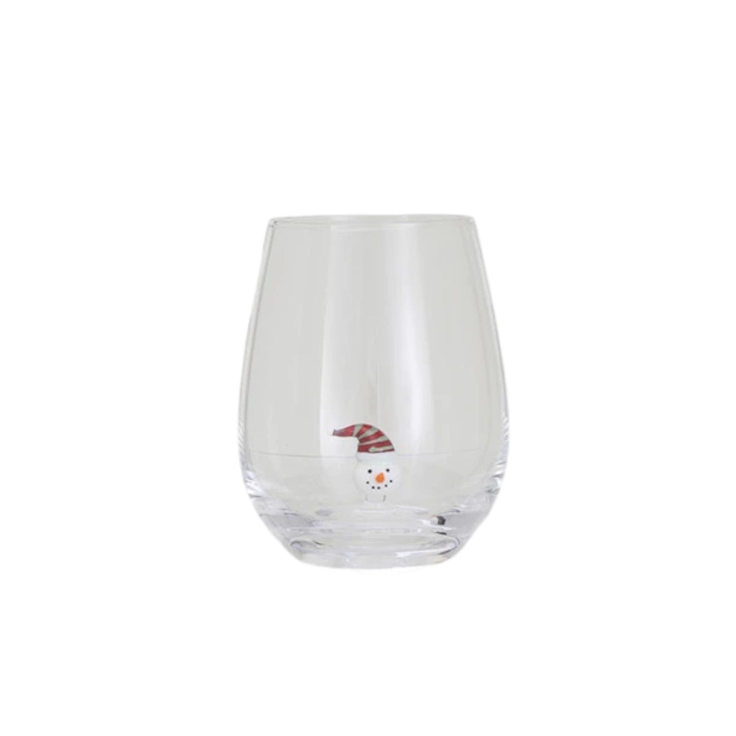 Snowman Head - Stemless Wine Glass with Holiday Figure Inside - 12-oz. - Mellow Monkey