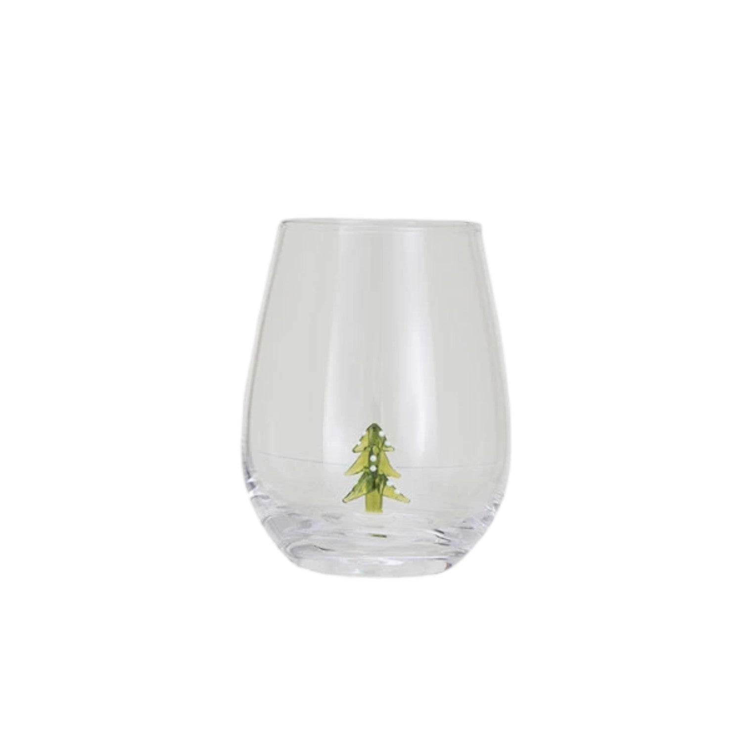 Christmas Tree - Stemless Wine Glass with Holiday Figure Inside - 12-oz. - Mellow Monkey