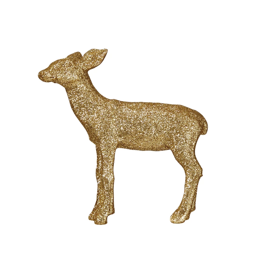 Gold Glitter Resin Deer - 4-1/4-in - Mellow Monkey