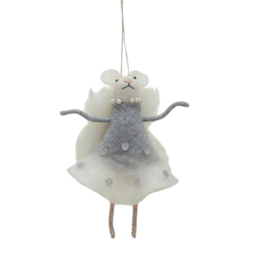 Handmade Wool Felt Ballerina Mouse Ornament - 6-in - Mellow Monkey