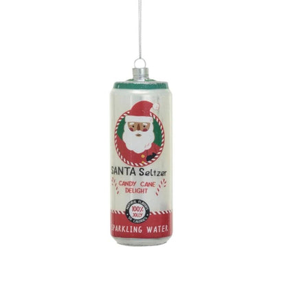 Glass Seltzer Can Ornament with Holiday Icon - 5-in - Mellow Monkey