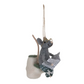 Handmade Wool Felt Mouse Ornament on Toilet with Glasses & Newspaper - 4-3/4-in - Mellow Monkey