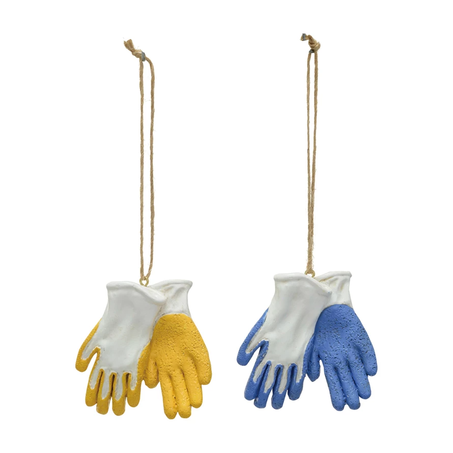 Resin Gardening Gloves Ornament - 2-1/2-in - Mellow Monkey