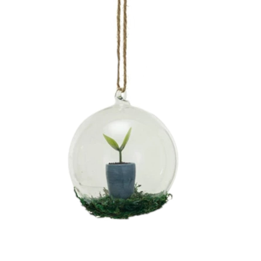 Glass Ball Ornament with Potted Sprout - Mellow Monkey