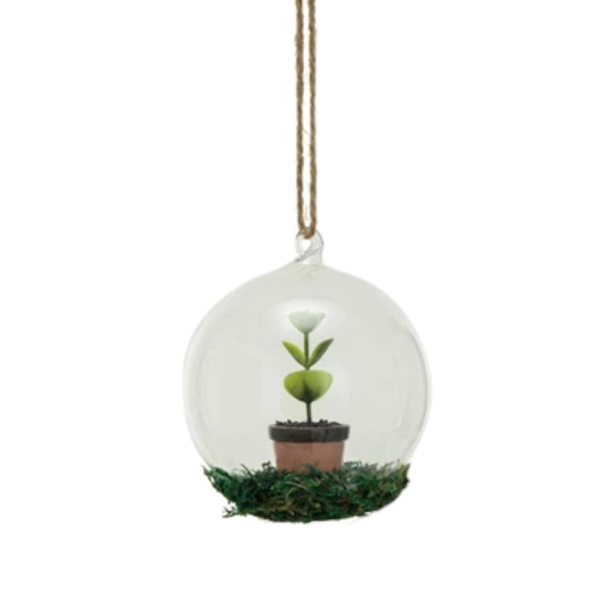 Glass Ball Ornament with Potted Sprout - Mellow Monkey