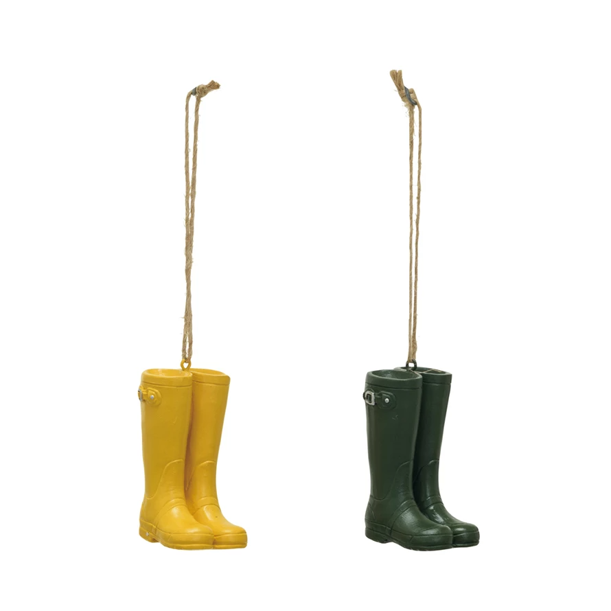 Resin Rain Boots Ornament - 2-1/2-in - Mellow Monkey