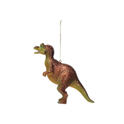 Glass & Resin Festive Dinosaur Ornament - 5-1/2-in - Mellow Monkey