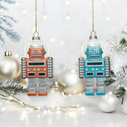 Glass Robot Ornament - 5-in - Mellow Monkey