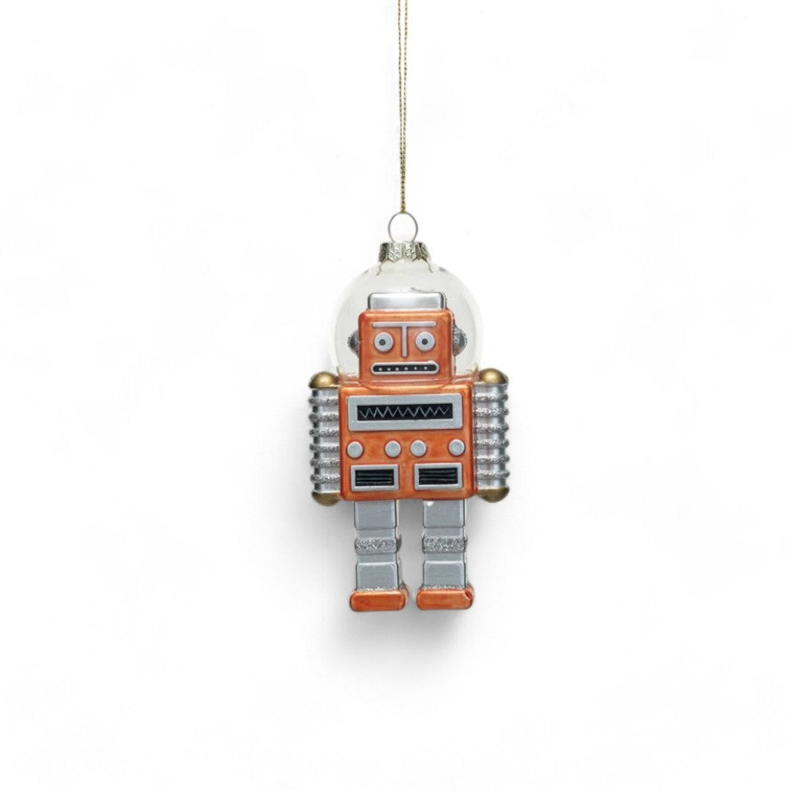 Glass Robot Ornament - 5-in - Mellow Monkey