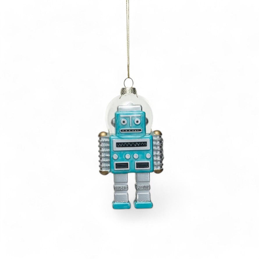 Glass Robot Ornament - 5-in - Mellow Monkey