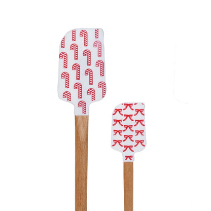 Holiday Pattern Silicone and Wood Spatulas - Set of 2 Sizes - Mellow Monkey