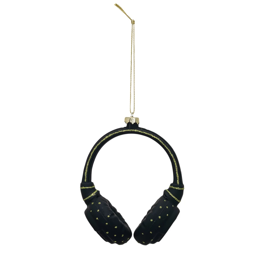 Glass and Resin Headphones Ornament - 4-1/2-in - Mellow Monkey