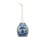 Blue and White Stoneware Ginger Jar Ornament - 3-in - Mellow Monkey