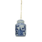 Blue and White Stoneware Ginger Jar Ornament - 3-in - Mellow Monkey