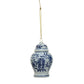 Blue and White Stoneware Ginger Jar Ornament - 3-in - Mellow Monkey