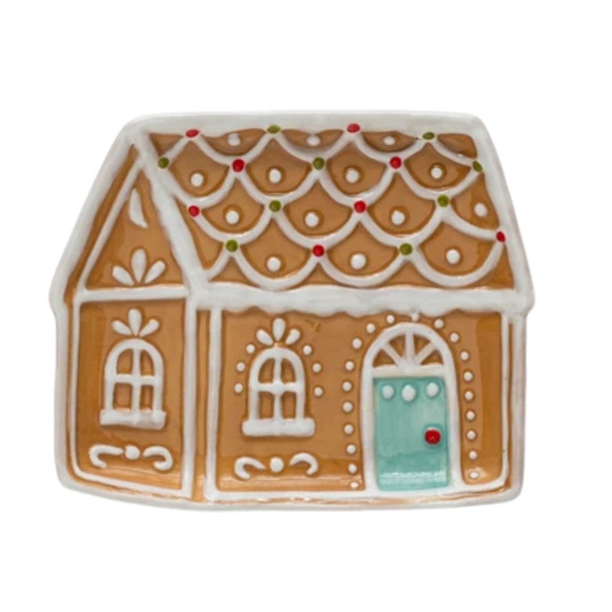 Ceramic Gingerbread House Plate - 6-in - Mellow Monkey