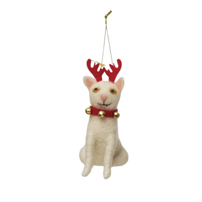 Festive Wool Felt Cat Ornament - Mellow Monkey