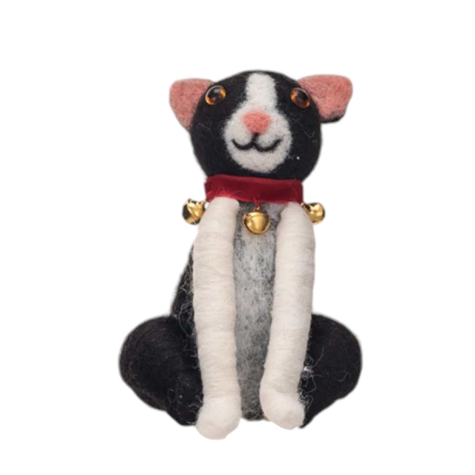 Wool Felt Christmas Cat - 4-in - Mellow Monkey