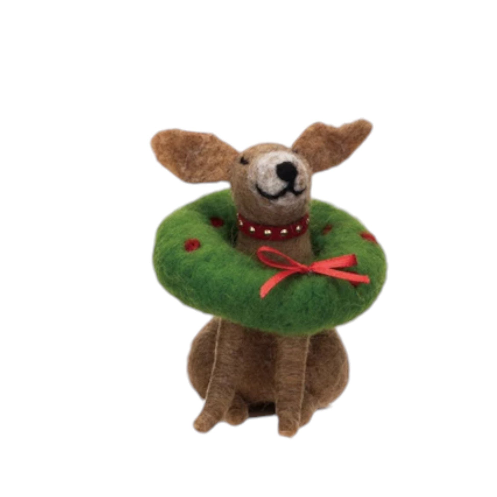 Wool Felt Christmas Dog - 4-in - Mellow Monkey