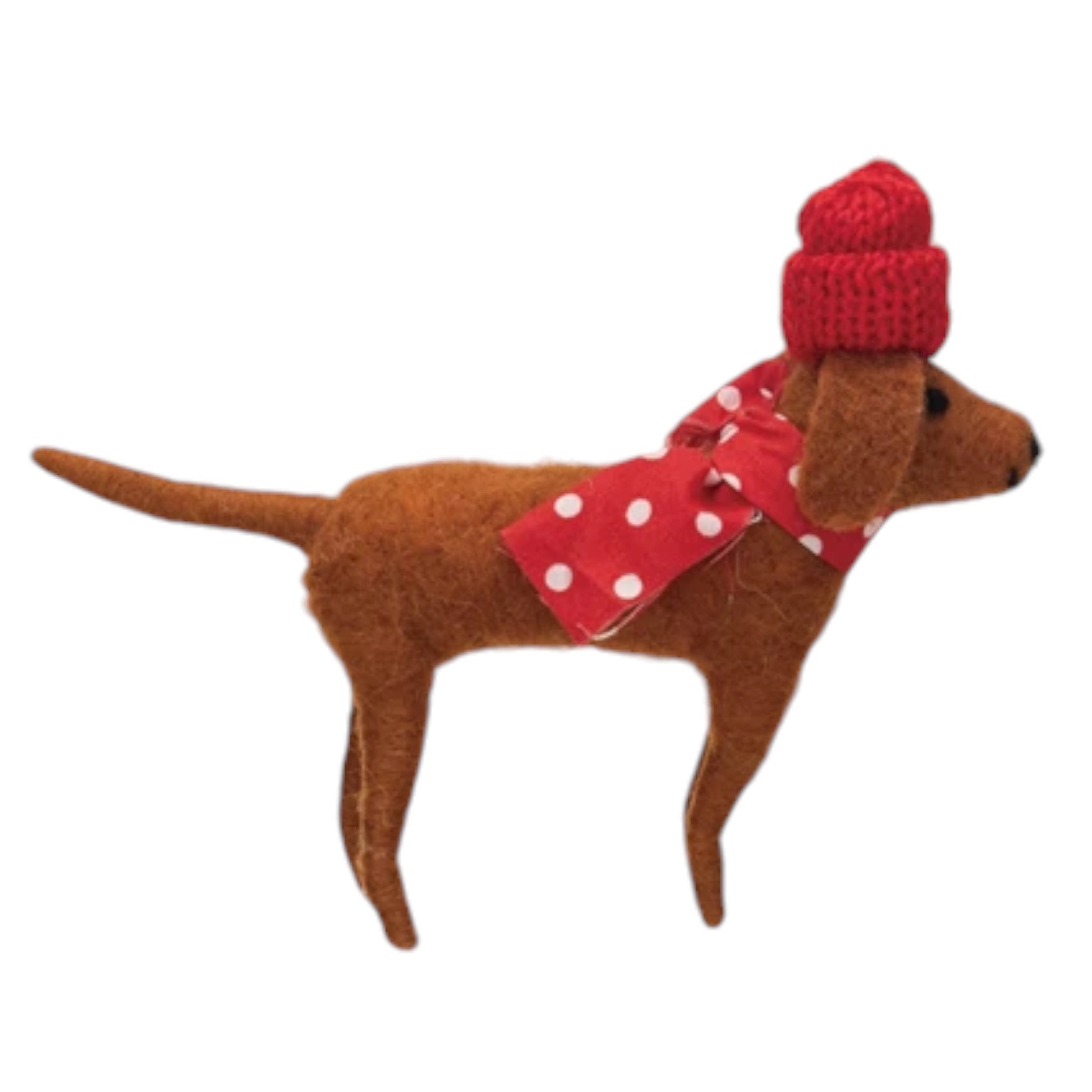 Wool Felt Christmas Dog - 4-in - Mellow Monkey