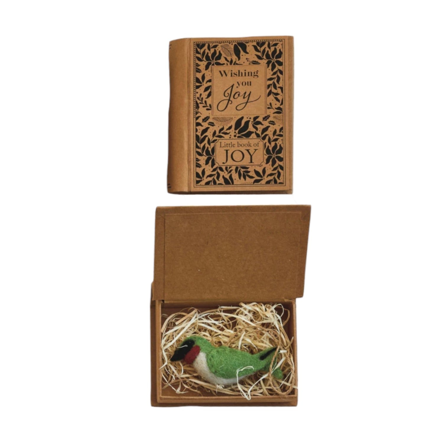 Wool Felt Bird Ornament in Kraft Book Box - 3-3/4-in - Mellow Monkey