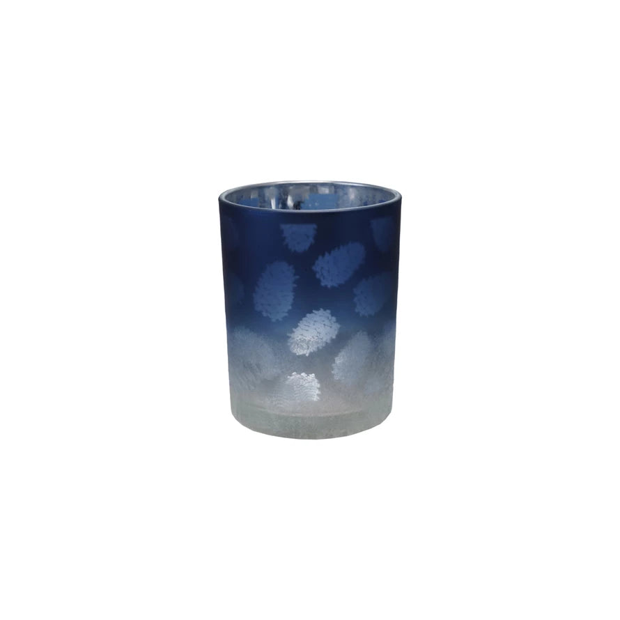 Laser Etched Glass Votive Holder with Pinecones - Mellow Monkey