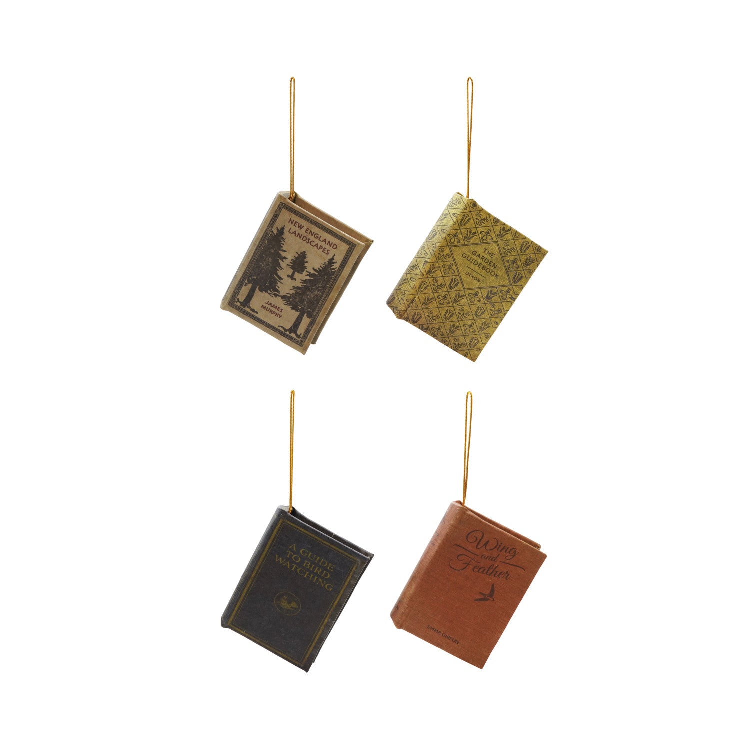 3-3/4"L MDF & Fabric Book Ornament, Multi Color, 4 Styles - Mellow Monkey