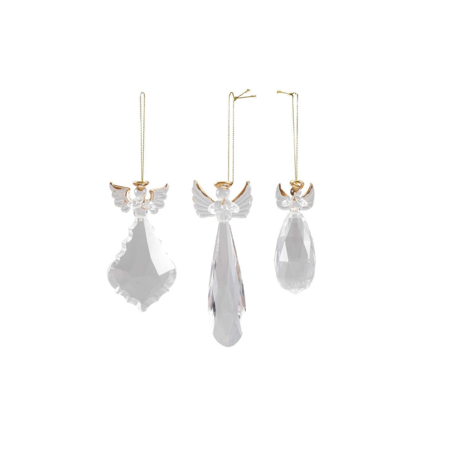 Crystal Angel with Halo, Gold Finish, 3 Styles - Mellow Monkey