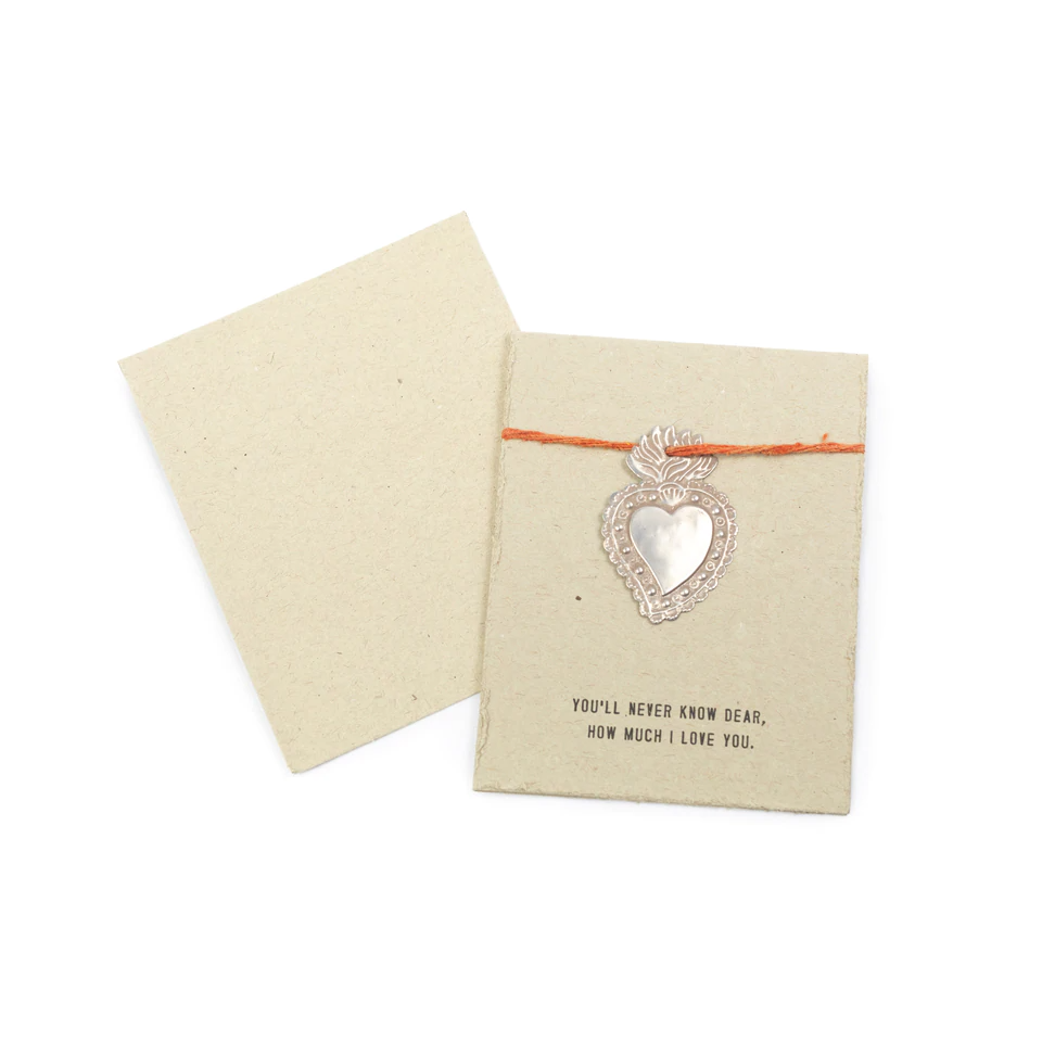 Milagro Heart Card - You'll Never Know Dear How Much I Love You - Mellow Monkey