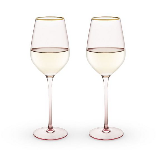 Rose Crystal White Wine Glass Set - Mellow Monkey