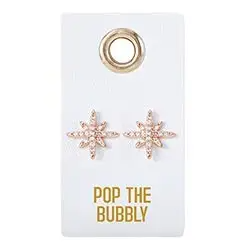 Leather Tag Stud Love Earrings - Pop the Bubbly - Mellow Monkey