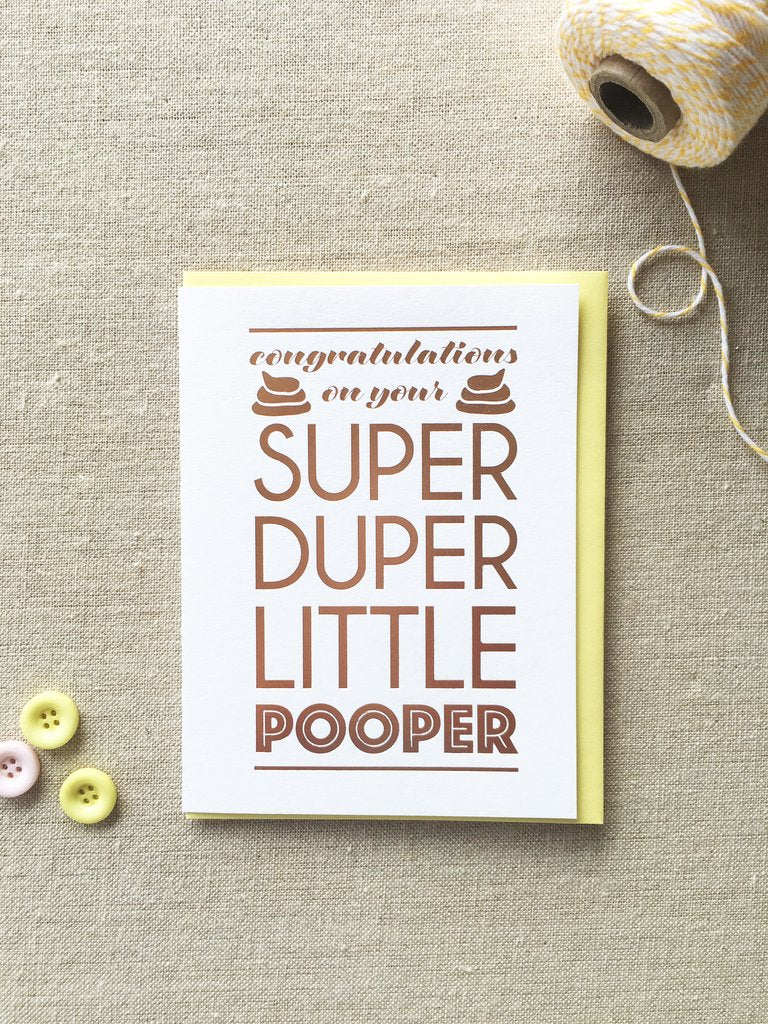 Congratulations on your Super Duper Little  Pooper - New Baby Greeting Card - Mellow Monkey
