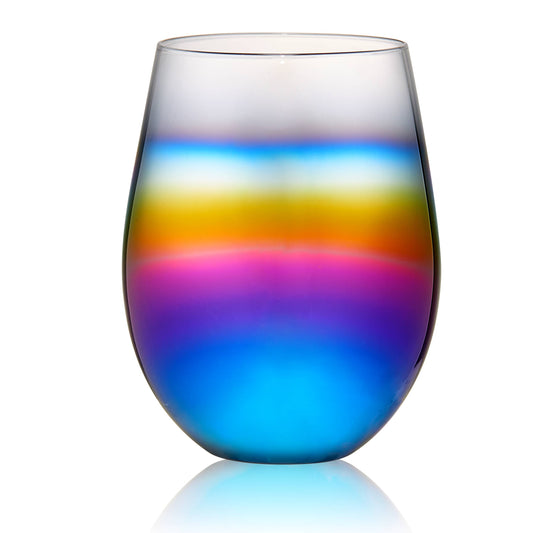 Rainbow Stemless Reflective Wine Glass - 16-oz. - Mellow Monkey