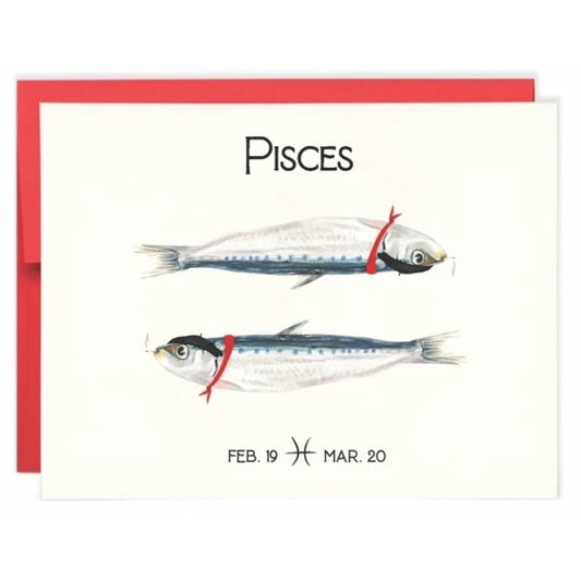 Zodiac Astrology Birthday Greeting Card - Pisces (Feb 19 - Mar 20) - Mellow Monkey