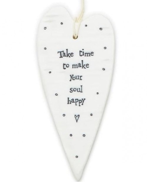 Take Time To Make Your Soul Happy - Porcelain Heart - 5-1/4-in - Mellow Monkey