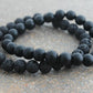 Men's Bracelet Set - Black Matte Onyx and Lava Stone - Mellow Monkey